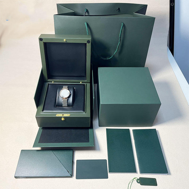 Luxury Single-Slot Wooden Green Brand Watch Box Set Complete Watch Packaging with Gift Bag Card&Certificate Custom Logo Box
