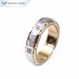 Tianyu 3MM Princess Cut Lab Diamond HPHT Satin Brushed Man's Wedding Band Fine Jewelry Solid <b>Gold</b> 10K 14K <b>18K</b> <b>Men</b> <b>Ring</b> - Product Image 1