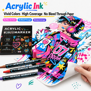 Pennarelli Acrilici a Doppia Punta per Vendita all'Ingrosso, Punta Fine e a Puntini, Non Cancellabili, per Colorazione Adulti e <span class=keywords><strong>Disegno</strong></span> Anime - Product Image 4