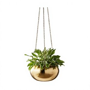 Handmade Gold Color Metal Hanging Planter Exclusive Quality Round Shape Hanging Plant <b>Pot</b> For Wholesale Supplier - Product Image 1
