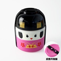 Boîte à lunch japonaise pour enfants, boîte bento, poupée Geisha, poupée Kokeshi, conteneur alimentaire à deux étages