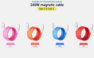 Cable de Carga Magnético Tipo-<span class=keywords><strong>C</strong></span> a <span class=keywords><strong>C</strong></span> de 240W, Enrollable, Trenzado, Personalizable OEM, Múltiples Colores, para Compras al por Mayor a Nivel Global - Product Image 5