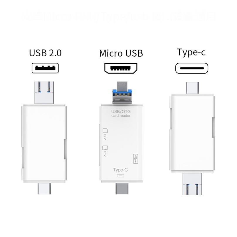 Lecteur De Carte Mémoire Type C + USB 3.0 - SD, Micro SD, TF, OTG - Marque Olaf, Neuf