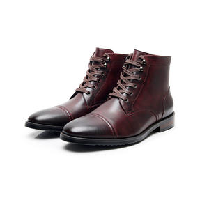 Bottes Martin montantes pour hommes, bottes de travail britanniques respirantes pour l'automne, bottes de moto rétro en cuir - Product Image 5