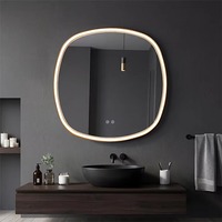 Espejo de Baño Cuadrado con Marco Dorado, Retroiluminación LED, Antivaho, Táctil, de Pared, Espejo de Vanidad Moderno y Lujoso para Decoración del Hogar, IP65, 3 Años de Garantía