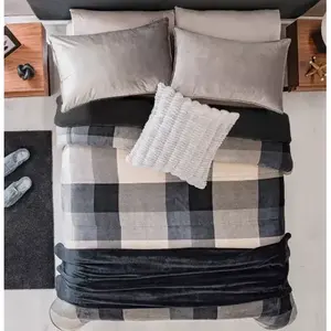 Algonquida Plaid Winter <b>Blanket</b> For <b>Camping</b> Outdoor Use, Polyester Woven Fabric, Cold Weather Comfort, Machine Washable, Single/ - Product Image 3