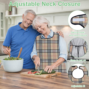 Tablier à bavette personnalisé à carreaux pour adulte, imperméable, protège-vêtements pour personnes âgées, pour les soins aux patients en maison de retraite, lavable - Product Image 4