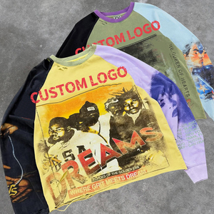 Op maat gemaakte all-over print AOP discharge print direct-to-garment DTG acid wash heren longsleeve <span class=keywords><strong>t</strong></span>-shirts met aangepast logo - Product Image 1