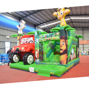 Château gonflable sur le thème de la jungle avec <span class=keywords><strong>voiture</strong></span> de <span class=keywords><strong>safari</strong></span> rouge et toboggan pour parcs d'aventure <span class=keywords><strong>en</strong></span> plein air et foires de loisirs communautaires - Product Image 3
