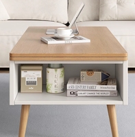 Table Basse Relevable 4 en 1 avec Compartiment de Rangement Caché, Table Basse Centrale en Bois pour Salon et Salle de Réception