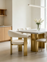 Chaise de salle à manger moderne avec accoudoirs, revêtement en velours, pieds en acier inoxydable, design ergonomique, construction durable pour l'école et la maison