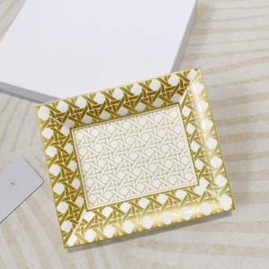 Wholesale 41pcs European Style Porcelain Dessert Plates and Golden Checkered Luxury Bone China Dinner <b>Sets</b> - Product Image 6