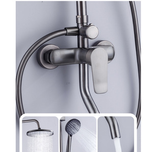 Nouvelle Conception Moderne – Panneaux de Douche en Cuivre Brossé Finition Laiton Gris – Accessoires de Salle de Bain à Jet Doux – <span class=keywords><strong>Installation</strong></span> Facile - Product Image 5