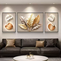 Décoration de salon moderne et luxueuse : Nouvelle œuvre d'art murale triptyque haut de gamme de l'artiste Da Ye pour derrière le canapé