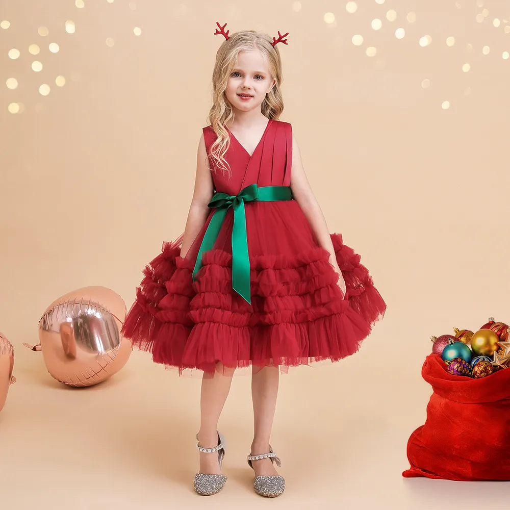 MQATZ New Arrivals Pink Puffy Girl Dress Kids Lovely Birthday Party Dresses For Girls Sleeveless