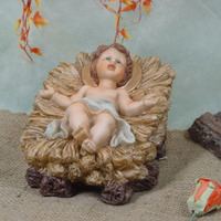 Crèche religieuse personnalisée en résine, Sainte Famille Jésus Marie Joseph, sculpture artisanale peinte à la main, objet de collection catholique chrétien