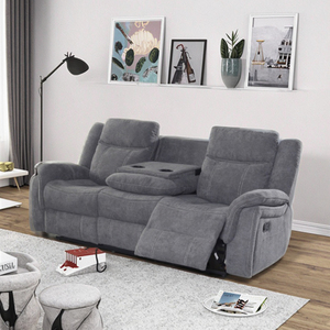 Conjunto de Sofá Reclinable Extensible Moderno con Diseño Cuadrado y Tapizado, con Mesa Plegable de Lino Rellena de Esponja, Apto para Apartamentos y Hoteles - Product Image 3