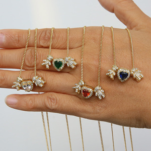 Collar con Colgante de Latón en Forma de Corazón con Piedras de Nacimiento de 12 Meses, Chapado en Oro de 18K, para Niños <span class=keywords><strong>y</strong></span> Niñas, Regalo para el Día de San Valentín, Festival de <span class=keywords><strong>la</strong></span> <span class=keywords><strong>Amistad</strong></span> - Product Image 1