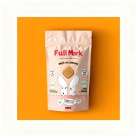 Sachet d'emballage personnalisé imprimé pour biscuits pomme-carotte, format stand-up, pour 500g, avec encoche de déchirement, idéal pour l'affichage en magasin.