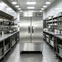 Réfrigérateur vertical commercial à double porte en acier inoxydable, certifié UL, pour restaurant, hôtel, projet de restauration