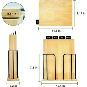 Juego de tablas de cortar de bambú con soporte, bloques de cortar multifuncionales para uso en la cocina, diseño grueso de forma rectangular - Product Image 3