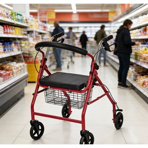 <b>Rollator</b> Folding <b>Walker</b> Portable Elderly Adjustable Shopping Medical Outdoor Aluminium <b>Rollator</b> <b>Walker</b> with Seat - Product Image 1