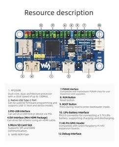 บอร์ดพัฒนา RP2350 PiZero แบบดูอัลคอร์ RISC-V ใช้งานร่วมกับโมดูล Pico 2 GPIO ได้ - Product Image 4