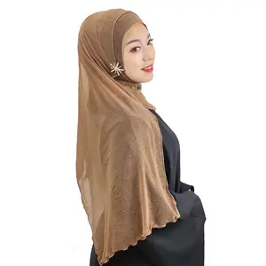 Hersteller direkt Spitze Kopftuch elastisch einfarbig atmungsaktiv Frauen Pullover muslimischen Hijab Foulard Hijab