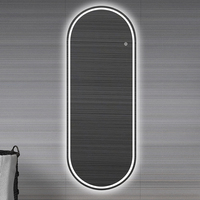 K5021 Miroir LED moderne sur pied, rectangle, dressing, écran tactile illuminé pour hôtels