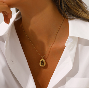 Ensemble collier et boucles d'oreilles en pierre naturelle plaqué or, style bohème, pour femmes, bijoux de fête - Product Image 4