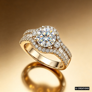 Bague de mariage et de fête personnalisée en or massif 14K/18K avec diamant rond de 1 carat cultivé en laboratoire, certifié IGI, qualité VVS-VS, taille brillant - Product Image 2