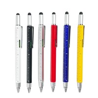 Stylo multifonction en métal 6 en 1 avec logo personnalisé, stylo à bille, niveau, tournevis, règle, échelle, cadeau promotionnel, vente en gros