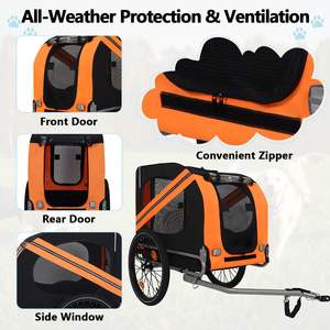 Mejor Venta de bicicleta para mascotas remolque de bicicleta negro plegable bolsa de carrito de compras con 3 ruedas - Product Image 4