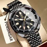 Reloj Poedagar 682 de Lujo para Hombre, Bisel Giratorio, Fecha y Día, Acero Inoxidable, Cuarzo, Deportivo, Resistente al Agua, Disponible en Stock