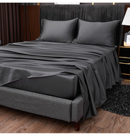 Parure de lit double face moderne en fibre de bambou 400TC, motifs imprimés, couleurs et tailles personnalisables, comprenant drap plat et housse de couette