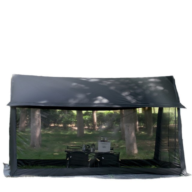 Black Camping Screen House Tent, 8-12 Person Large Outdoor Mesh Gazebo with UV Protection Canopy for Patio, Picnic & Beach