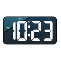 Jam dinding led digital besar, jam dinding led digital dengan tampilan kalender dan standar dapat dilipat untuk dinding dan meja