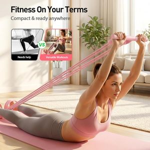 Set <span class=keywords><strong>di</strong></span> 8 Tubi Multifunzione <span class=keywords><strong>con</strong></span> Corda <span class=keywords><strong>di</strong></span> Tensione e Pedali, Bande <span class=keywords><strong>di</strong></span> <span class=keywords><strong>Resistenza</strong></span> <span class=keywords><strong>con</strong></span> Maniglia Staccabile, Attrezzatura per <span class=keywords><strong>Allenamento</strong></span> <span class=keywords><strong>di</strong></span> Forza in Palestra per Donne - Product Image 4