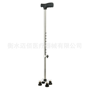 Canne à quatre pieds en acier inoxydable Hengmaibai, hauteur réglable, antidérapante, aide à la marche pour personnes âgées, bâton de soutien - Product Image 5