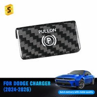 Aksesoris Interior Mobil Serat Karbon Tombol Rem Parkir Elektronik untuk Dodge Charger 2024-2026 2-pintu dan 4-pintu