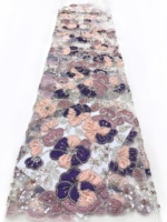 Tissu en dentelle brodée à paillettes 100% polyester pour robes de mariée et vêtements 5 yards