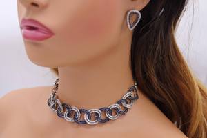 Conjunto de Collar y Pendientes de Plata 925 con Moissanita en Dos Tonos, Color Azul o Blanco, Elegante, para Compromiso, Boda o Fiesta - Product Image 4