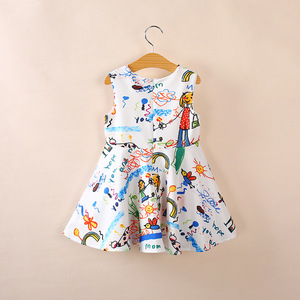 Vestido de Verano para Niña, Estilo Princesa, Tejido de Poliéster/Algodón, Transpirable y Lavable, de Fábrica China - Product Image 1
