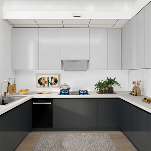 现代环保厨房水槽底柜，白色漆面，带调料篮和水龙头，适用于别墅和公寓 - Product Image 6