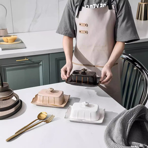 French Vintage Style Butter Keeper Container Porcelain Butter Cheese <b>Box</b> Custom Logo Ceramic Butter Plate Dish with Lid - Product Image 2