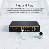 Commutateur PoE intelligent TiNCAM 8 ports, 2 ports Uplink, 2 ports SFP, alimentation interne 120W, non géré, Plug and Play, VLAN PoE pour caméra CCTV