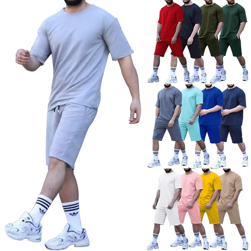 2022 Short Sets For Men Casual Color Summer Man 2 Piece Set Sports Suits For Men Shirts And Shorts Male Sets Gym Wear