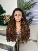 Cabello humano 100% natural de alta densidad 13*4 con ondas súper dobles tipo agua.