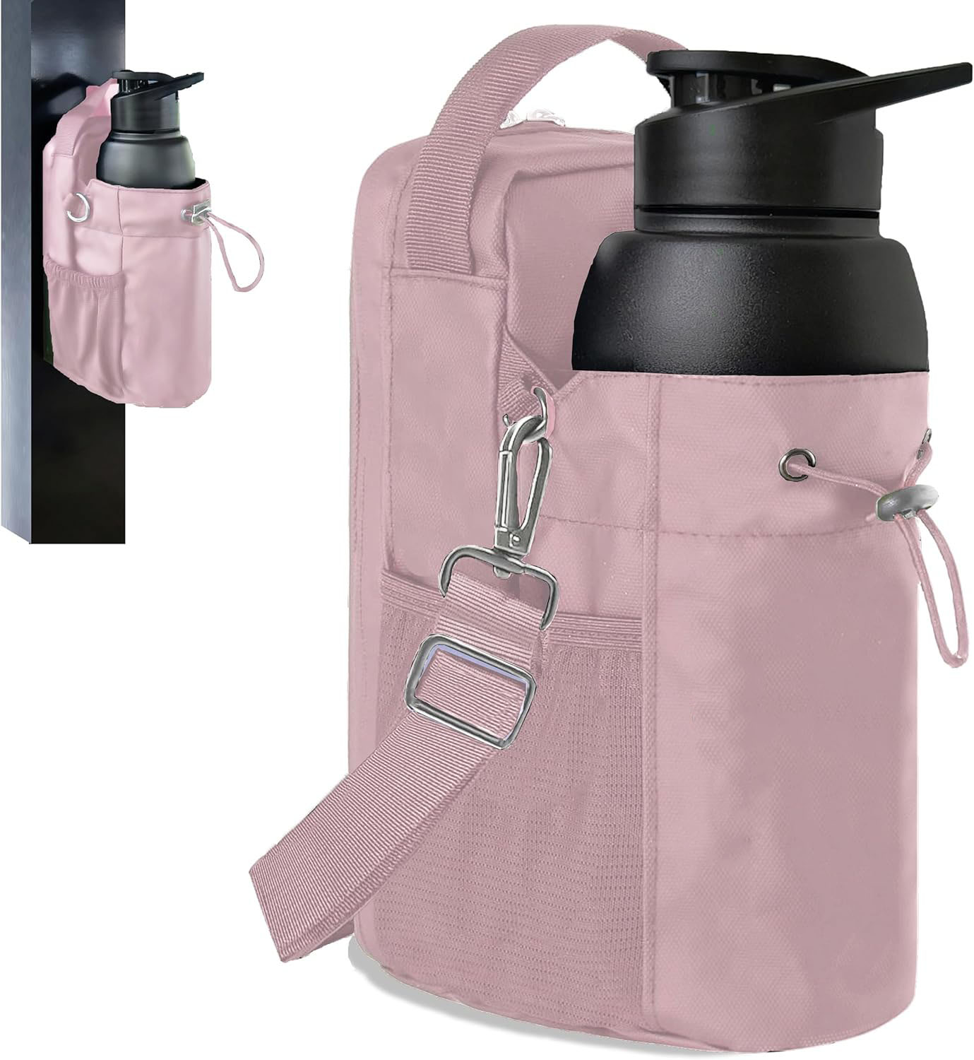 Magnetic Fitness Bag Shoulder Strap Mobile Phone Bag Fitness Essentials Magnetic Water Bottle Bag Pink.