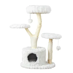 2023 new design Manufacture solid Wood Cat Tree branch With House ,cat tree house ,Natural Branch Cat Tower